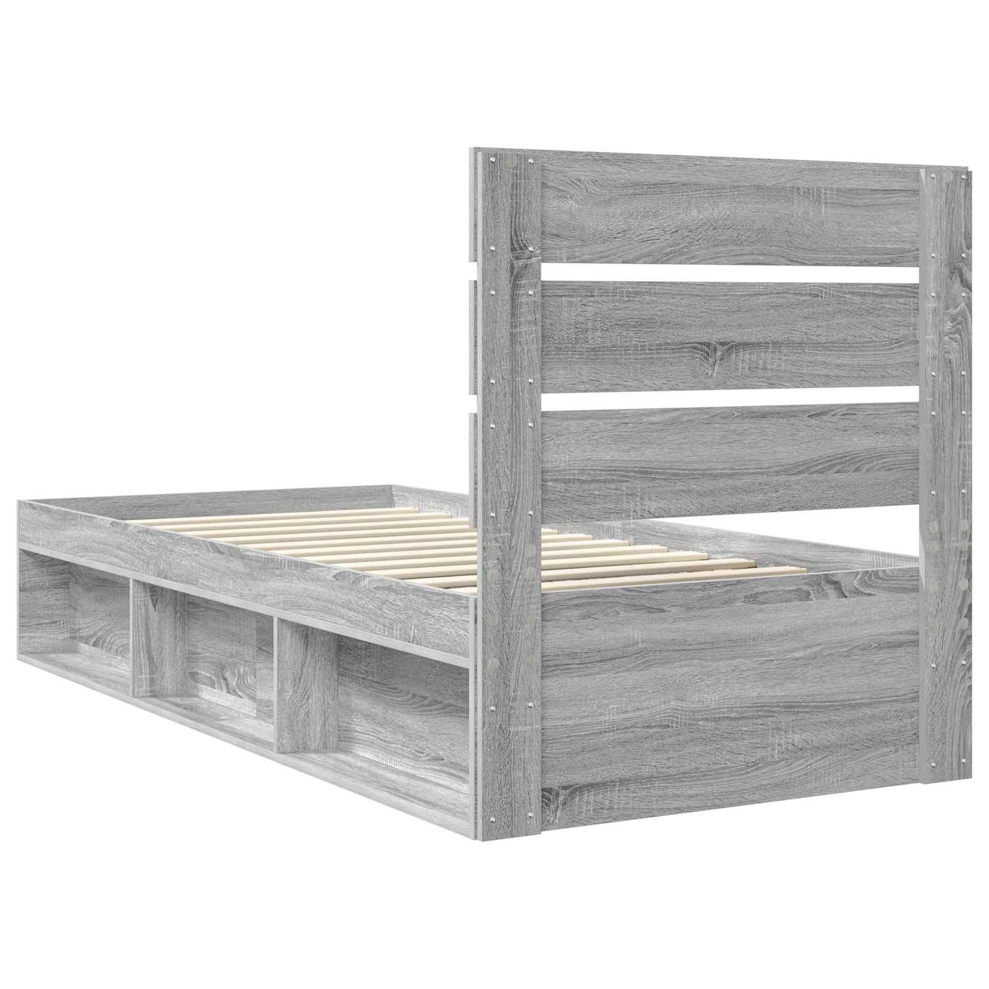 Bed Frame Grey Sonoma 90 x 200 cm Solid Pine Wood