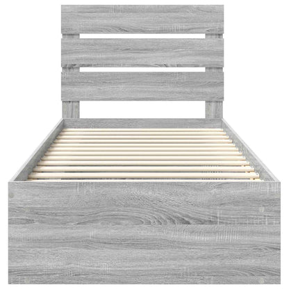 Bed Frame Grey Sonoma 90 x 200 cm Solid Pine Wood