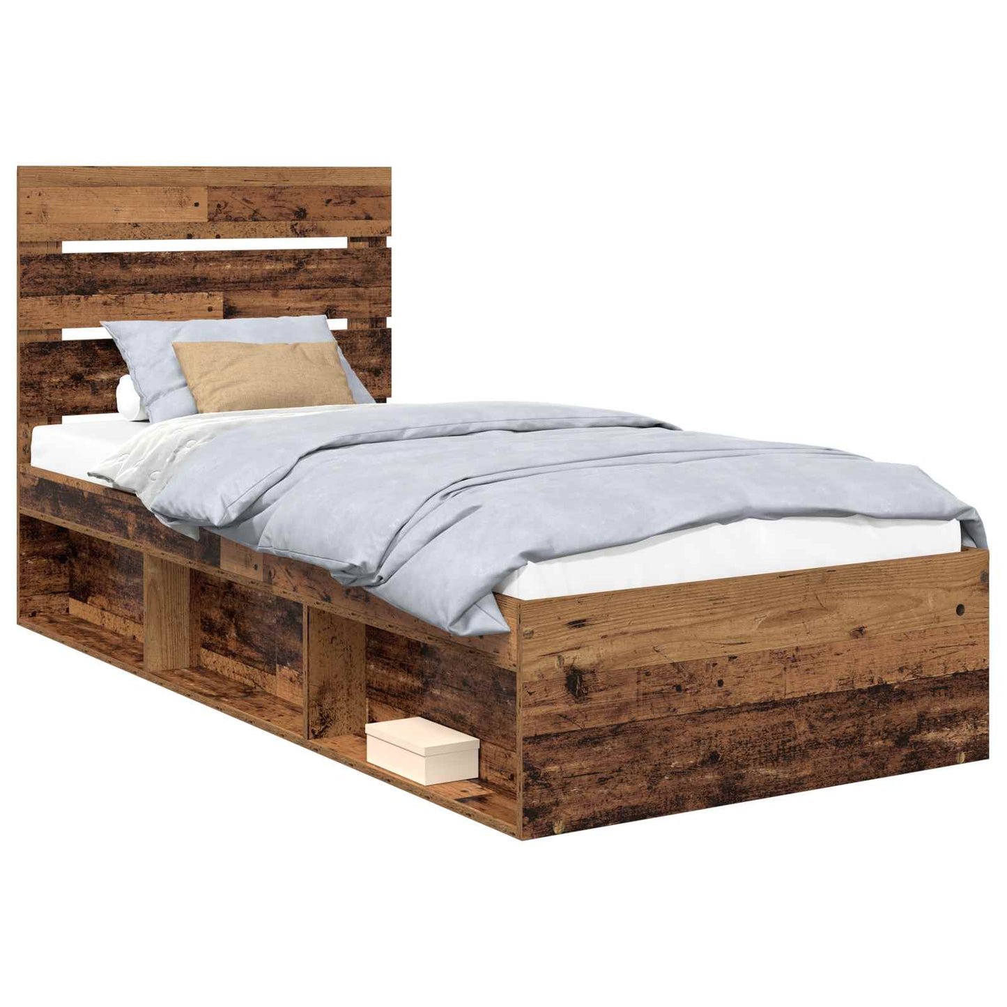 Bed Frame with Headboard Old Wood 90 x 200 cm Solid Pine Wood