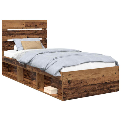 Bed Frame with Headboard Old Wood 90 x 200 cm Solid Pine Wood