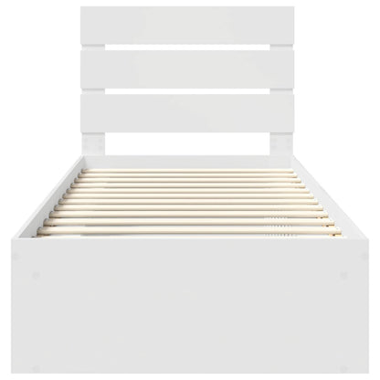 Bed Frame with Headboard White 90 x 190 cm Solid Pine Wood