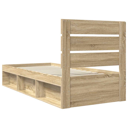 Bed Frame with Headboard Sonoma 90 x 190 cm Solid Pine Wood