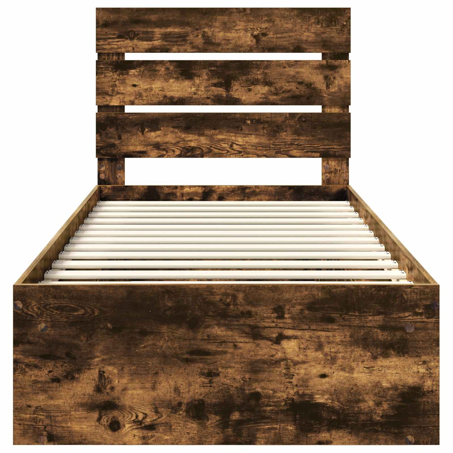 Bed Frame with Headboard Smoked Oak 90 x 190 cm Solid Pine Wood