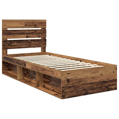 Bed Frame with Headboard Old Wood 90 x 190 cm Solid Pine Wood