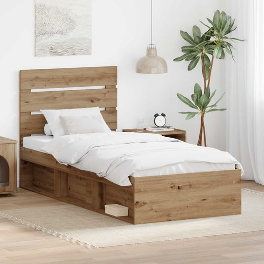 Bed Frame Artisian Oak 90 x 190 cm Solid Pine Wood