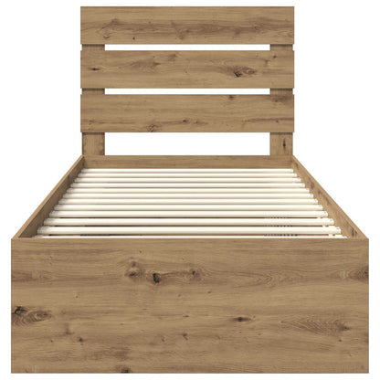Bed Frame Artisian Oak 90 x 190 cm Solid Pine Wood