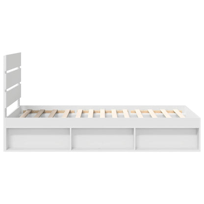 Bed Frame with Headboard White 75 x 190 cm Solid Pine Wood