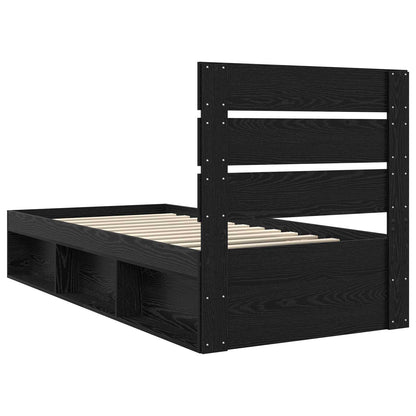 Bed Frame with Headboard Black 75 x 190 cm Solid Pine Wood