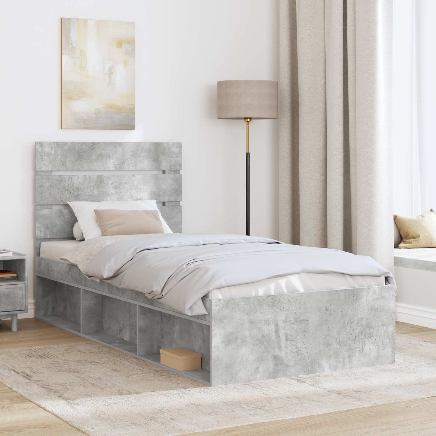 Bed Frame Concerte Grey 75 x 190 cm Solid Pine Wood