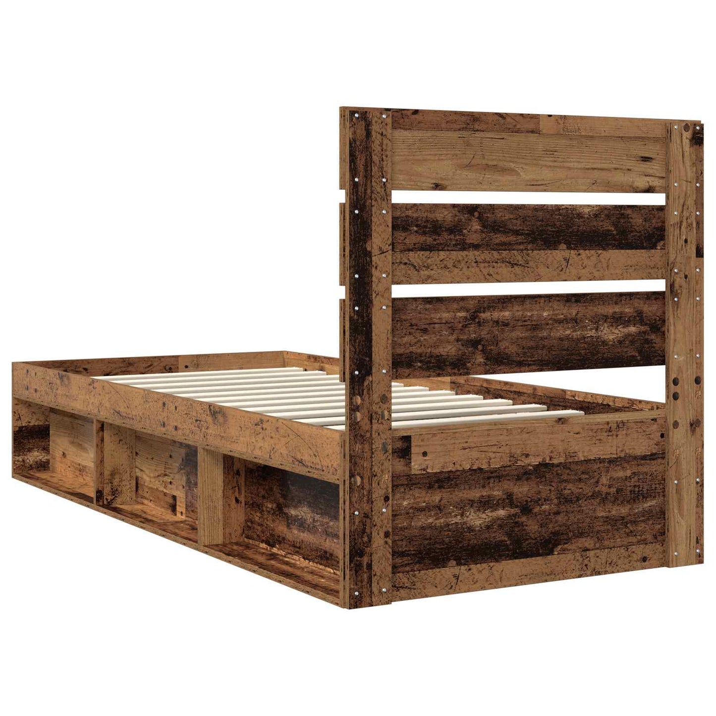 Bed Frame with Headboard Old Wood 75 x 190 cm Solid Pine Wood