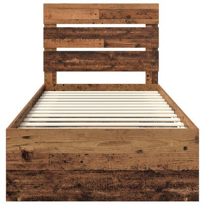Bed Frame with Headboard Old Wood 75 x 190 cm Solid Pine Wood