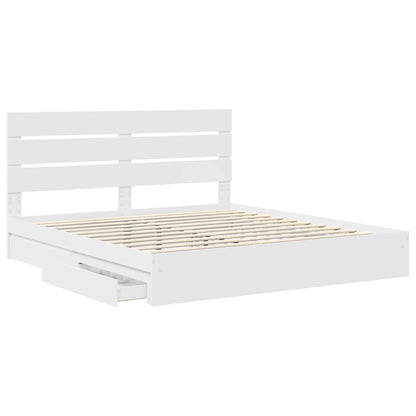Storage Bed with Headboard White 180 x 200 cm Engineered Wood