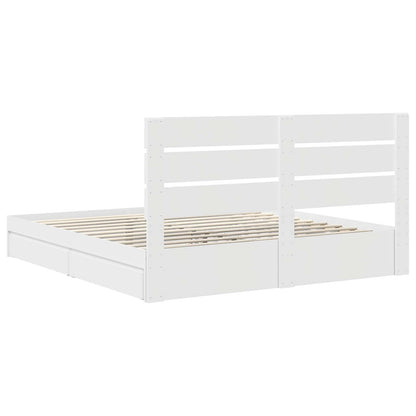 Storage Bed with Headboard White 180 x 200 cm Engineered Wood