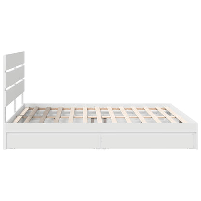 Storage Bed with Headboard White 180 x 200 cm Engineered Wood