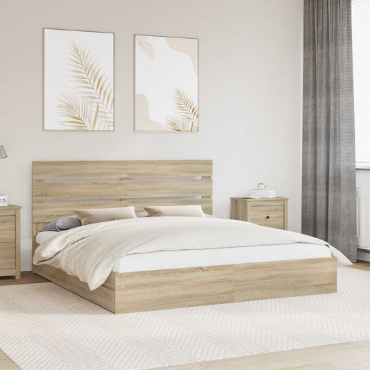 Storage Bed with Drawer Sonoma Oak 180 x 200 cm Engineered Wood