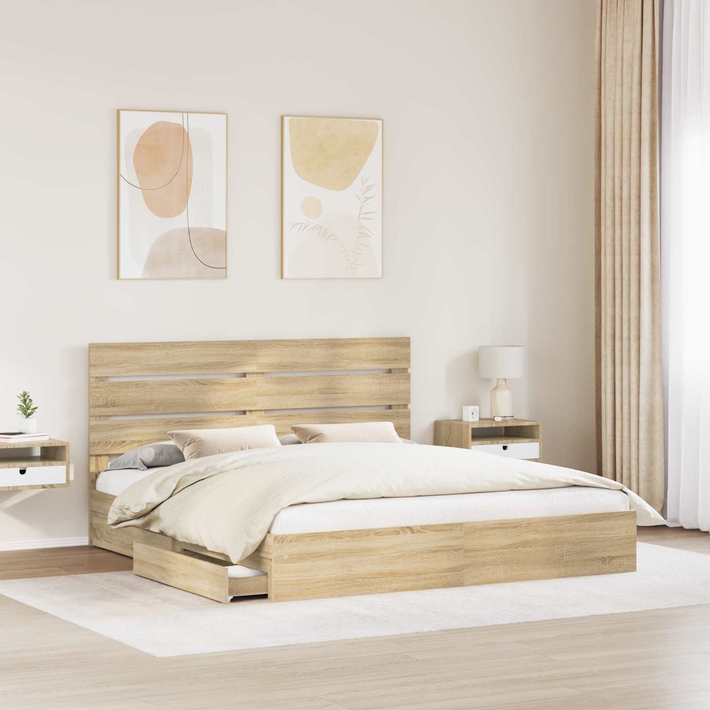 Storage Bed with Drawer Sonoma Oak 180 x 200 cm Engineered Wood