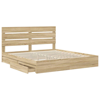 Storage Bed with Drawer Sonoma Oak 180 x 200 cm Engineered Wood