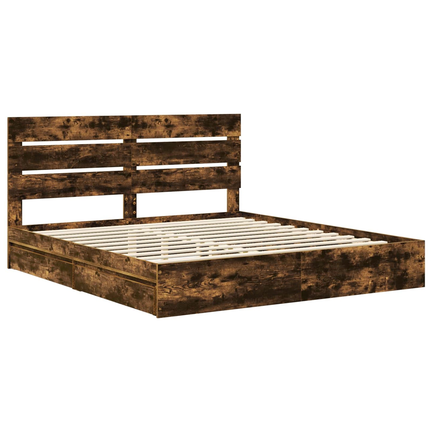 Storage Bed with Drawer Smoked Oak 180 x 200 cm Engineered Wood