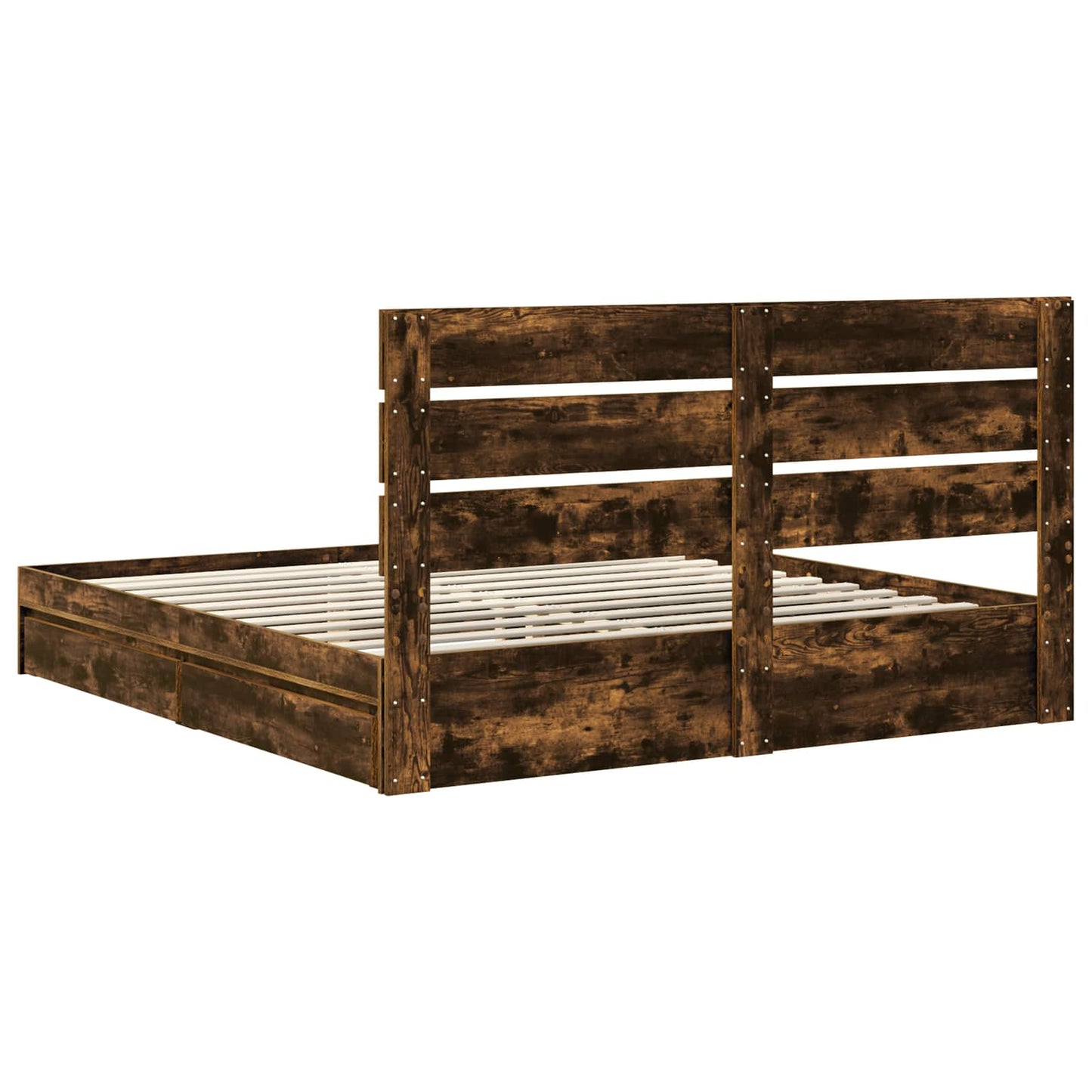 Storage Bed with Drawer Smoked Oak 180 x 200 cm Engineered Wood