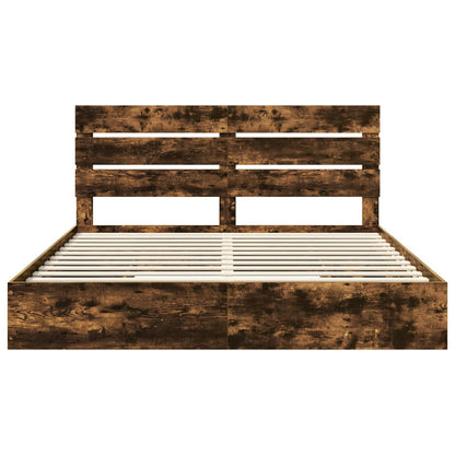 Storage Bed with Drawer Smoked Oak 180 x 200 cm Engineered Wood