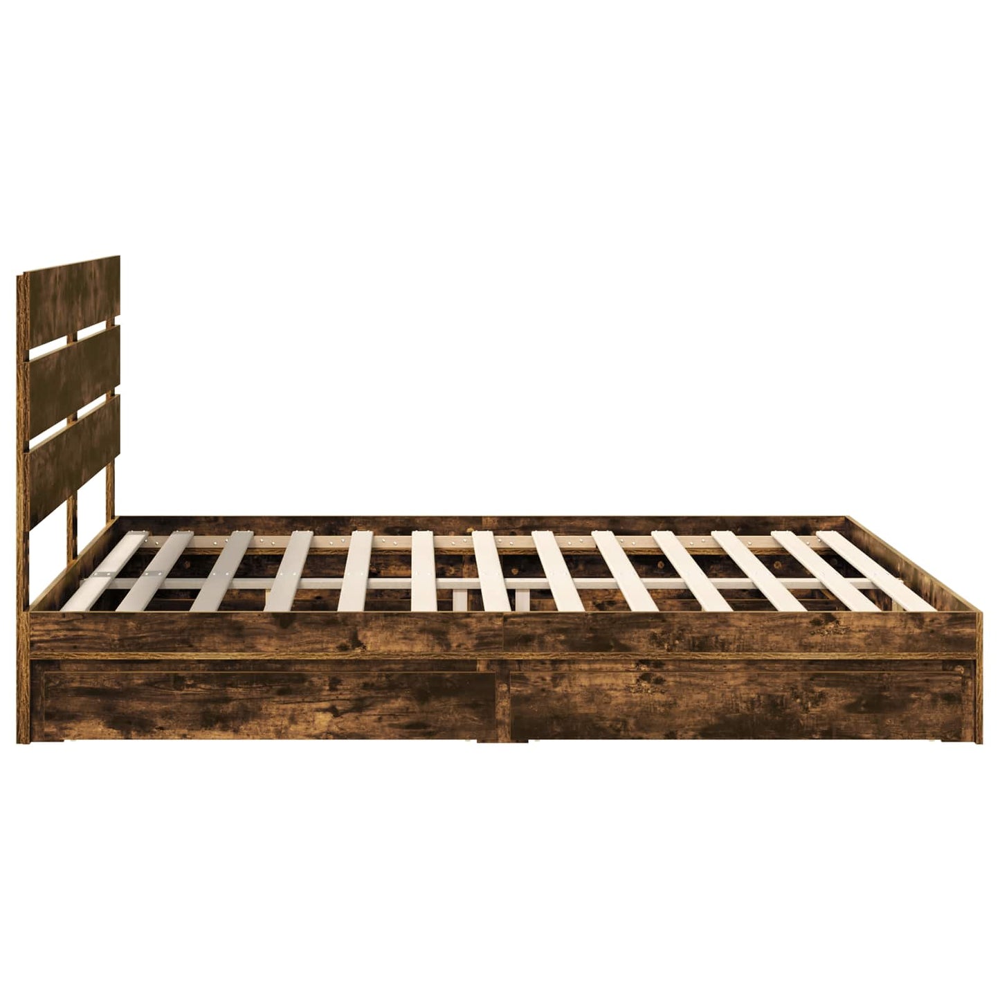 Storage Bed with Drawer Smoked Oak 180 x 200 cm Engineered Wood