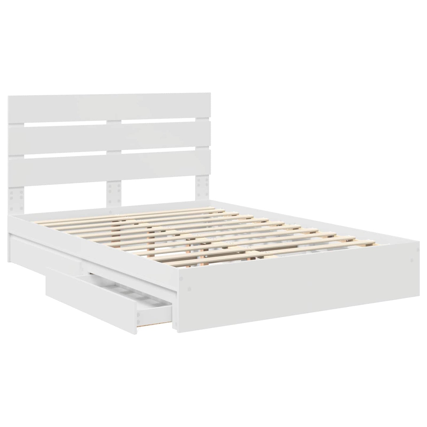 Storage Bed with Headboard White 160 x 200 cm Engineered Wood