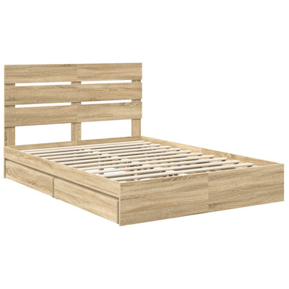 Storage Bed with Drawer Sonoma Oak 160 x 200 cm Engineered Wood