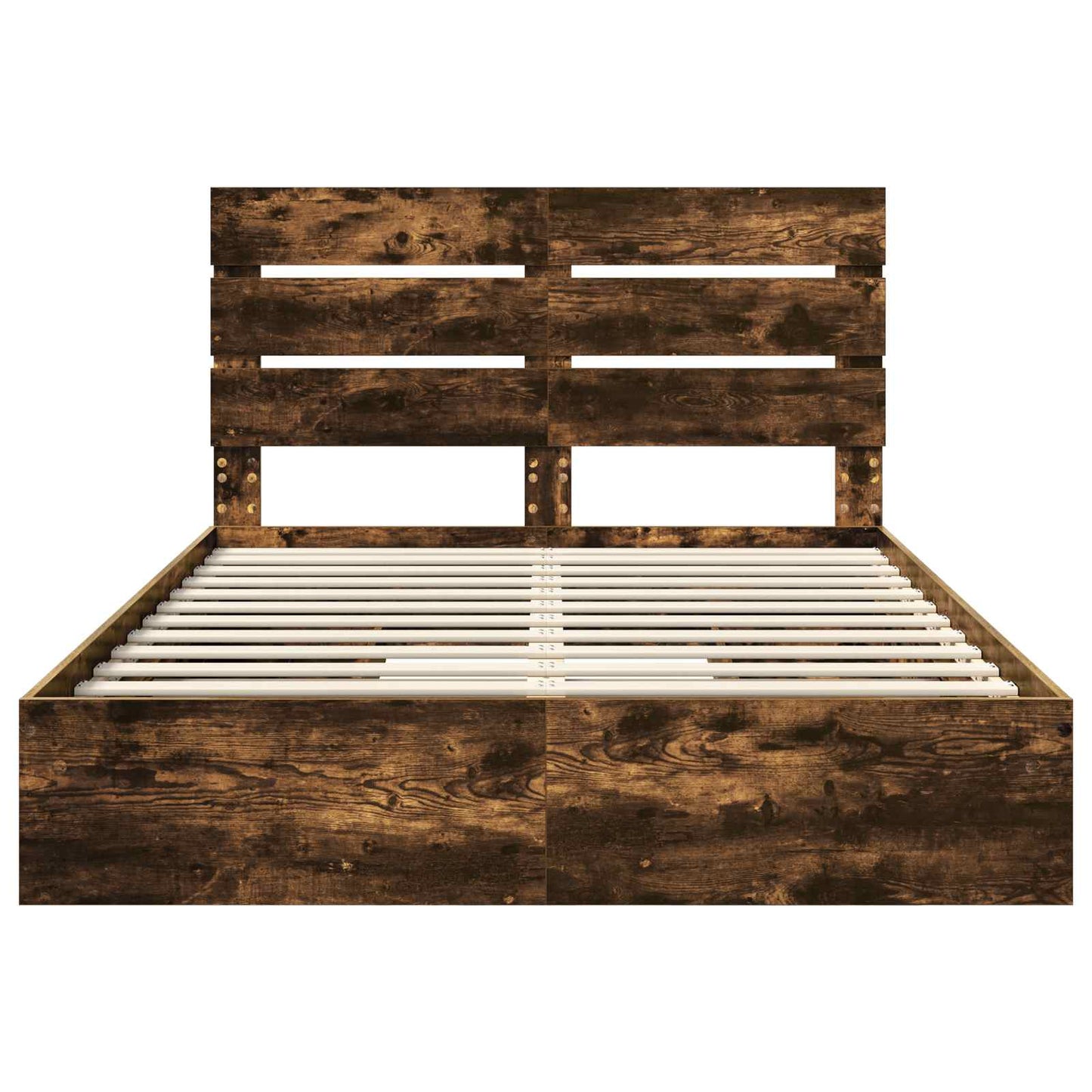 Storage Bed with Drawer Smoked Oak 160 x 200 cm Engineered Wood