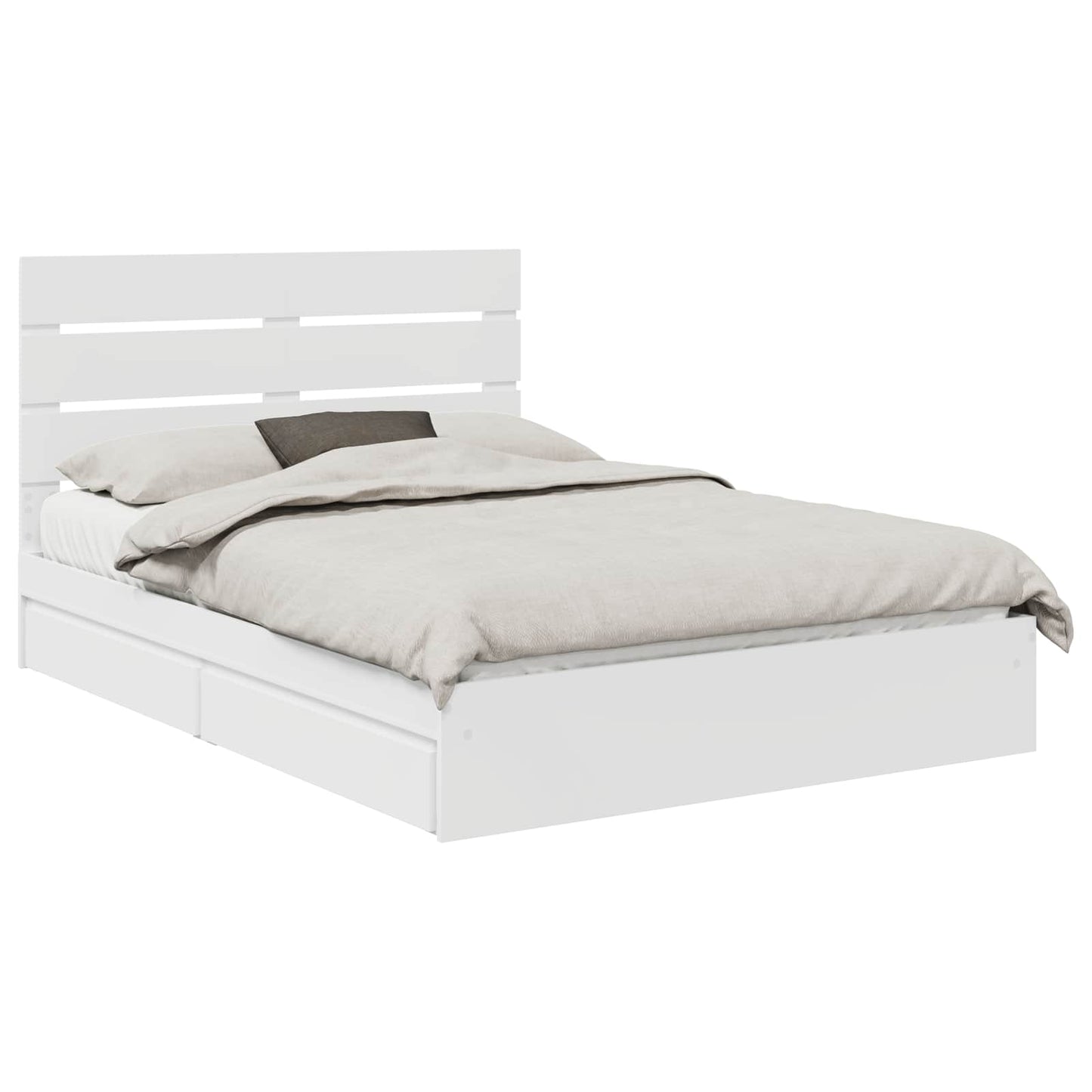 Storage Bed with Headboard White 140 x 200 cm Engineered Wood