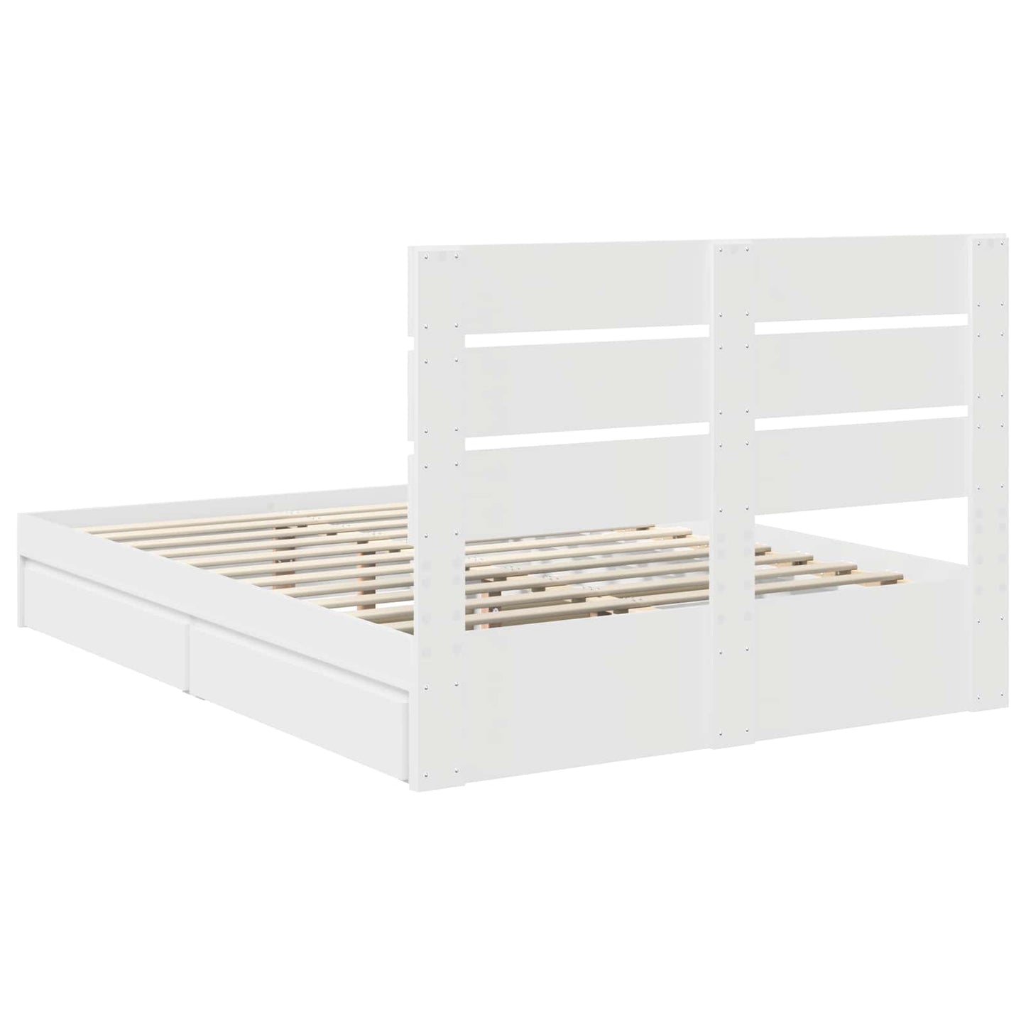Storage Bed with Headboard White 140 x 200 cm Engineered Wood
