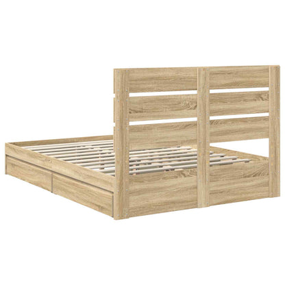 Storage Bed with Drawer Sonoma Oak 140 x 200 cm Engineered Wood