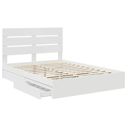 Storage Bed with Headboard White 140 x 190 cm Engineered Wood