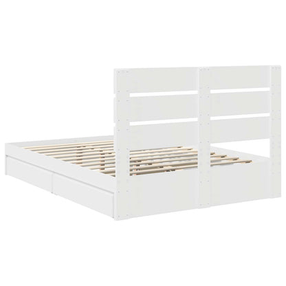Storage Bed with Headboard White 140 x 190 cm Engineered Wood
