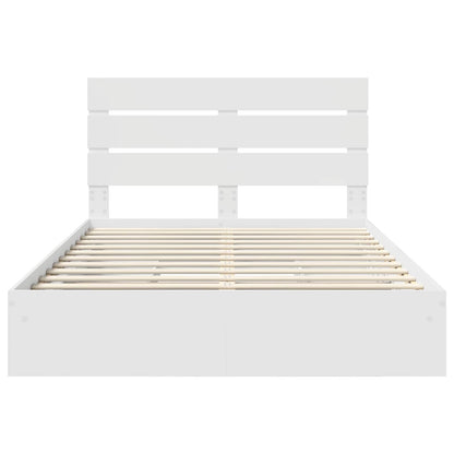 Storage Bed with Headboard White 140 x 190 cm Engineered Wood