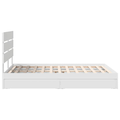 Storage Bed with Headboard White 140 x 190 cm Engineered Wood