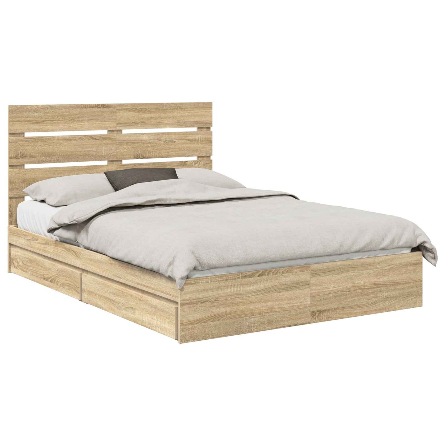 Storage Bed with Drawer Sonoma Oak 140 x 190 cm Engineered Wood