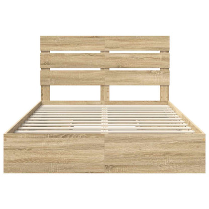 Storage Bed with Drawer Sonoma Oak 140 x 190 cm Engineered Wood