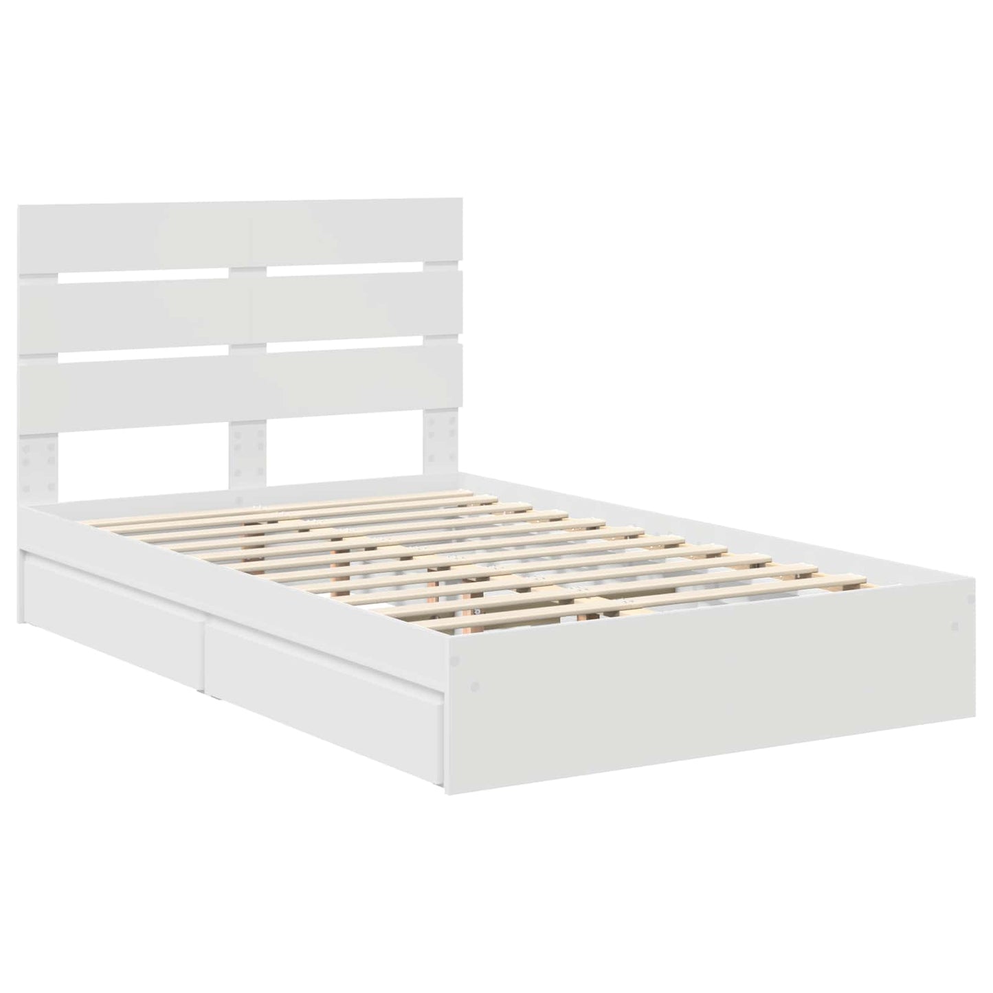 Storage Bed with Headboard White 135 x 190 cm Engineered Wood
