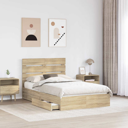 Storage Bed with Drawer Sonoma Oak 135 x 190 cm Engineered Wood