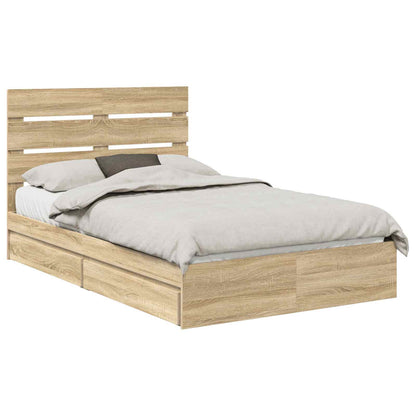 Storage Bed with Drawer Sonoma Oak 135 x 190 cm Engineered Wood