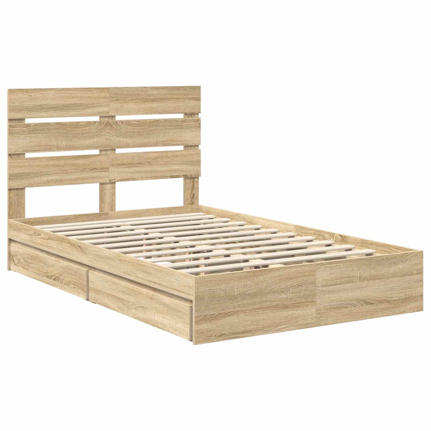 Storage Bed with Drawer Sonoma Oak 135 x 190 cm Engineered Wood