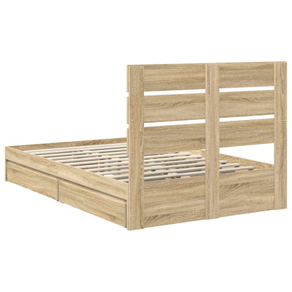 Storage Bed with Drawer Sonoma Oak 135 x 190 cm Engineered Wood