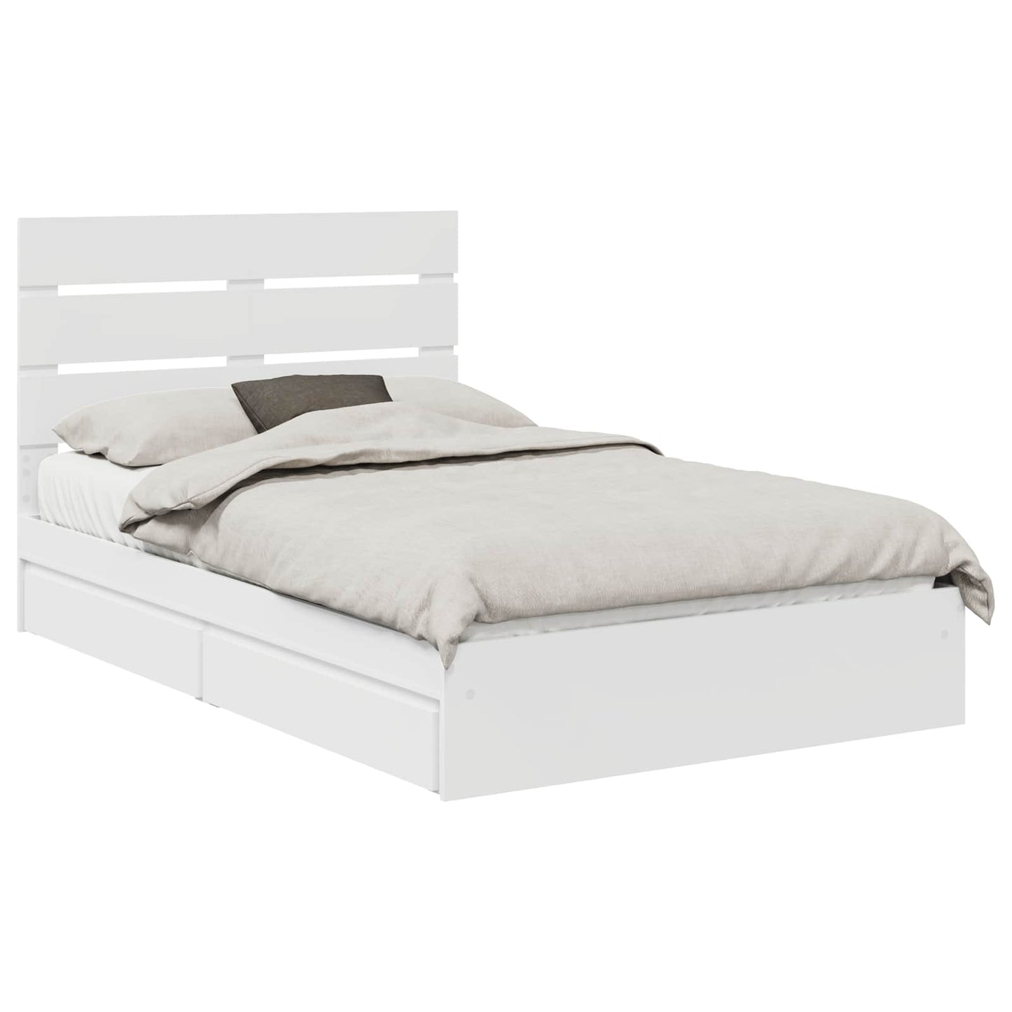 Storage Bed with Headboard White 120 x 200 cm Engineered Wood