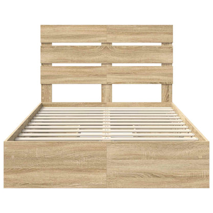 Storage Bed with Drawer Sonoma Oak 120 x 200 cm Engineered Wood
