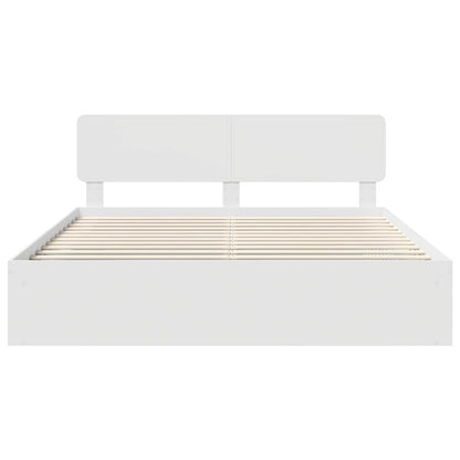 Bed Frame with Headboard White 200 x 200 cm Solid Pine Wood