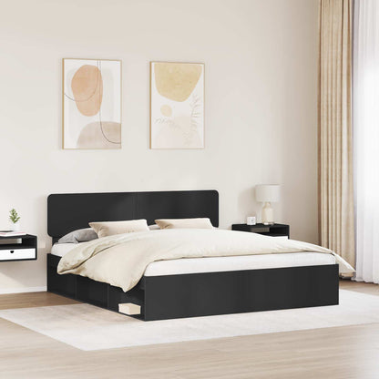 Bed Frame with Headboard Black 200 x 200 cm Solid Pine Wood