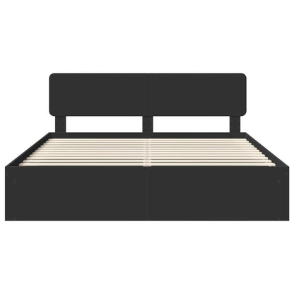 Bed Frame with Headboard Black 200 x 200 cm Solid Pine Wood