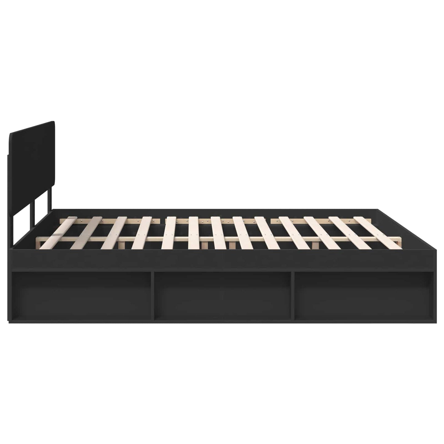 Bed Frame with Headboard Black 200 x 200 cm Solid Pine Wood