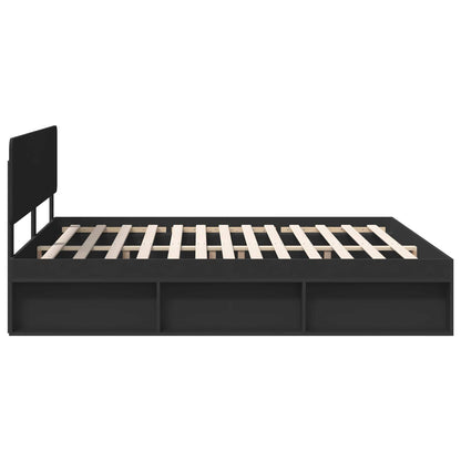 Bed Frame with Headboard Black 200 x 200 cm Solid Pine Wood