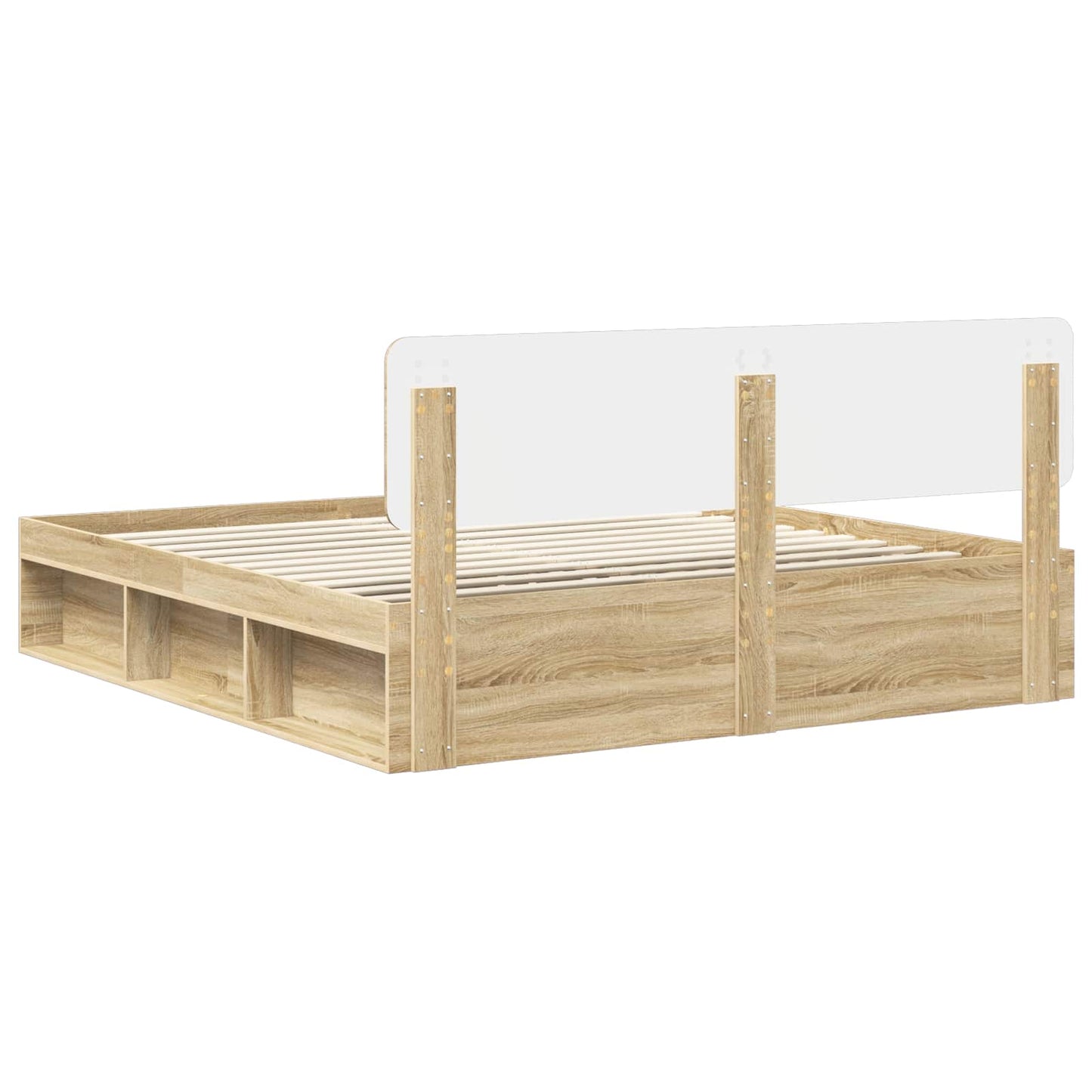 Bed Frame with Headboard Sonoma 200 x 200 cm Solid Pine Wood